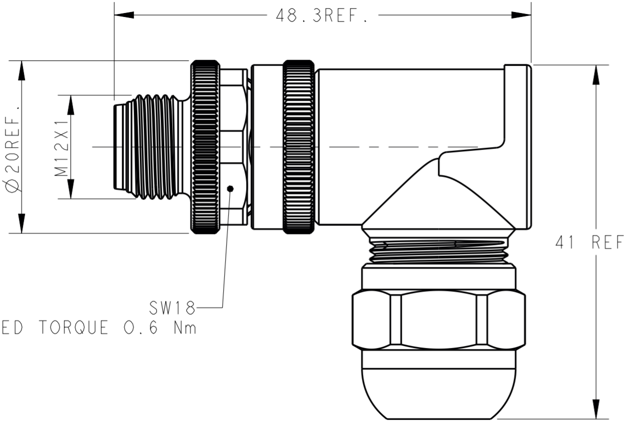 מחבר קונקטור לסנסורים זכר להלחמה לכבל TE CONNECTIVITY M12 T4113011051-000